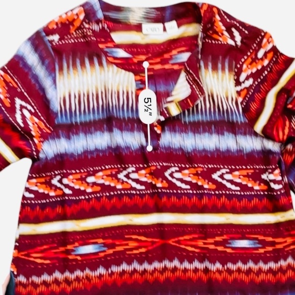 Cato casual pullover top M multicolor long sleeves round neck abstract print - Picture 9 of 13